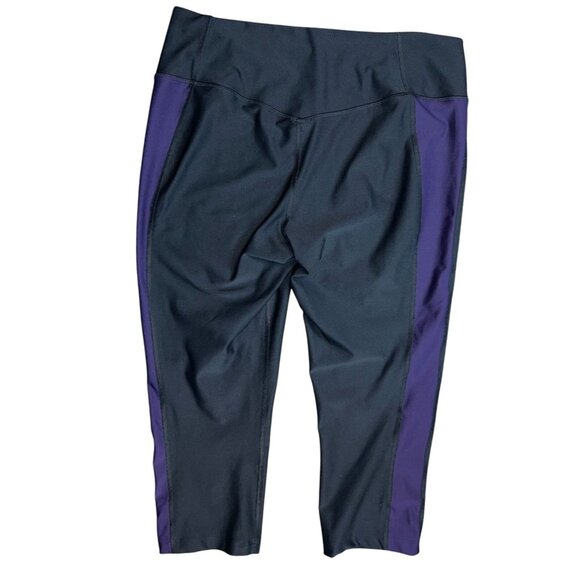 (5/25) Nike Dri-fit Power Capri Performance Legging in Black/Purple Size Large - Picture 4 of 5